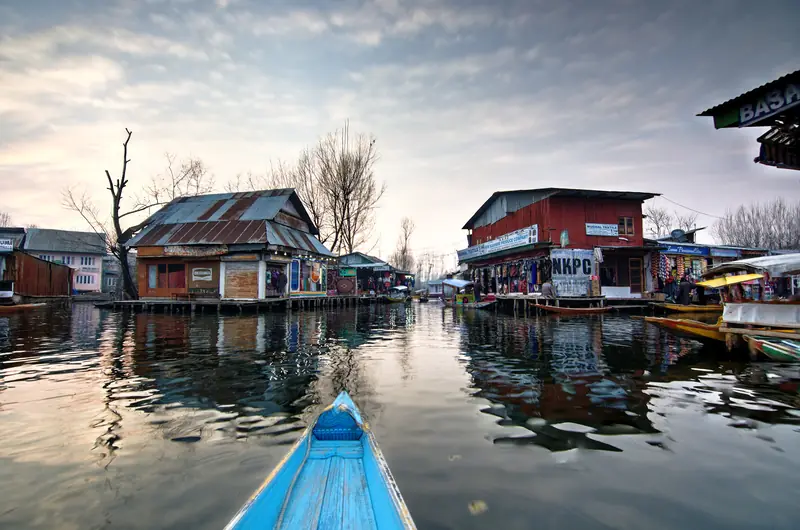 Boats at the floating vegetable market on Dal Lake